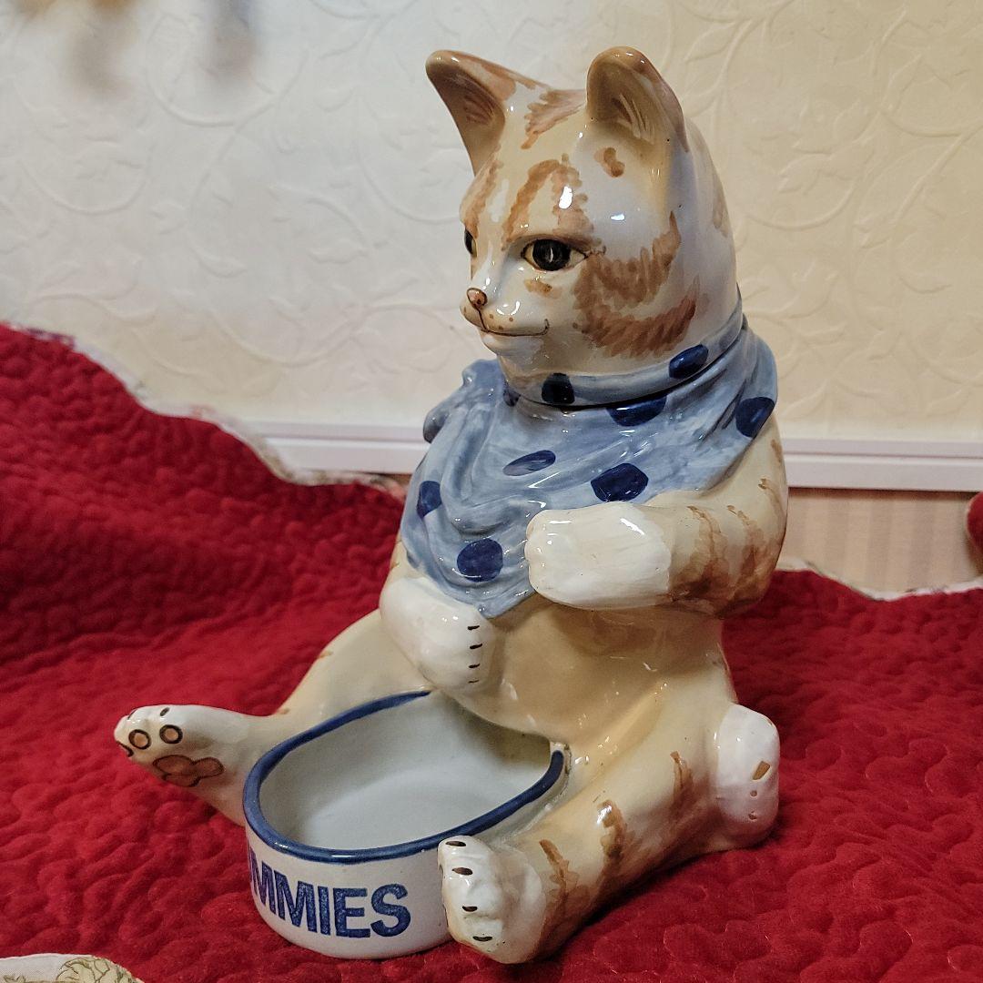 米国　ヴィンテージ　キャットフィーダー　猫の置物 　ルイビルストーンウエア　レア