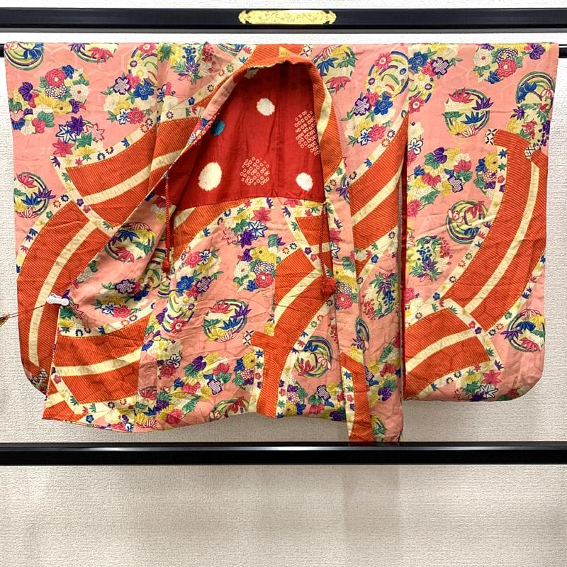 511ag65■七五三 七歳 女児 アンティーク羽織 花丸文 菊■状態良好