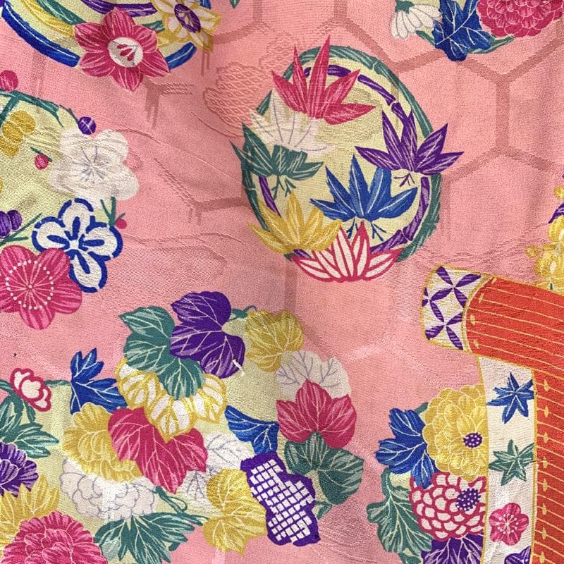 511ag65■七五三 七歳 女児 アンティーク羽織 花丸文 菊■状態良好