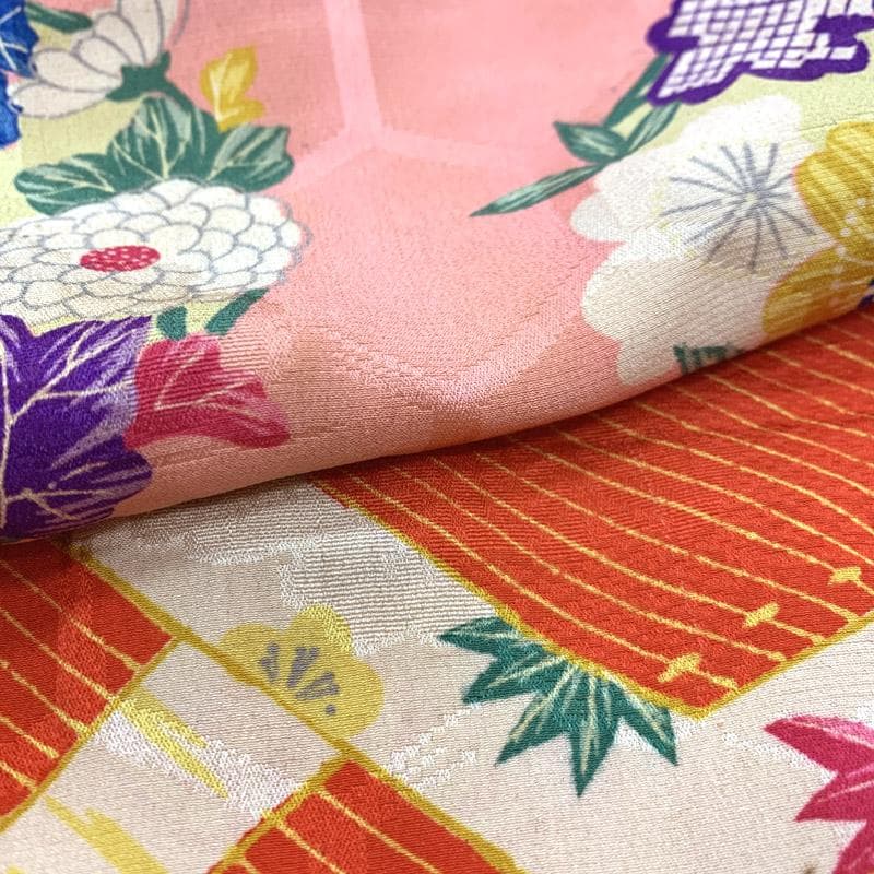 511ag65■七五三 七歳 女児 アンティーク羽織 花丸文 菊■状態良好