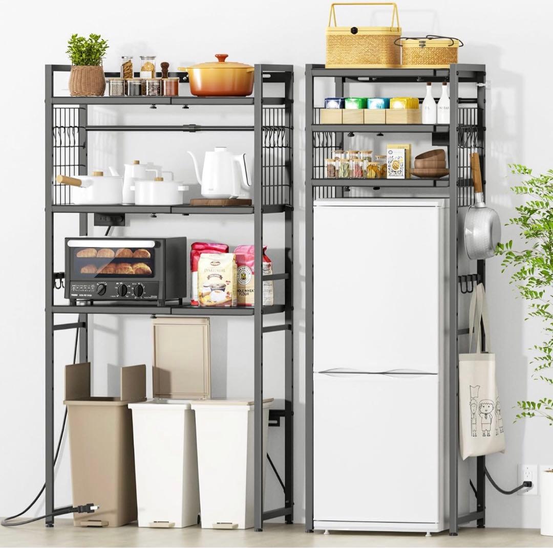 洗濯機ラック レンジ棚 耐荷重90kg キッチンラック 食器棚 大型レンジ対応