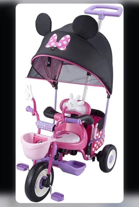 ミニー三輪車 サンシェード付き三輪車 ディズニー三輪車 - メルカリ