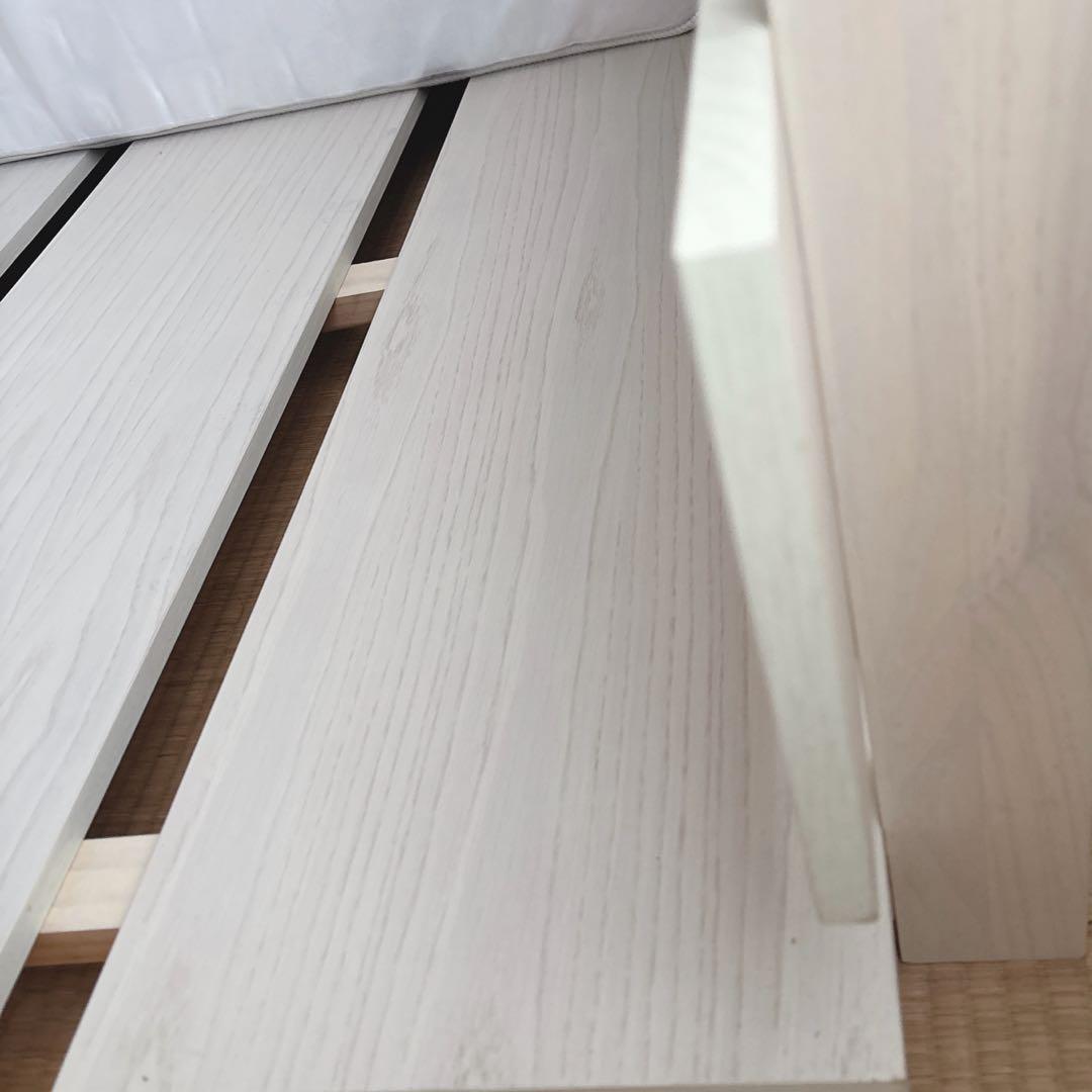 木製　ベッド　フレーム　セミダブル　ニトリ　すのこベッド　ホワイト　ロー　送料込