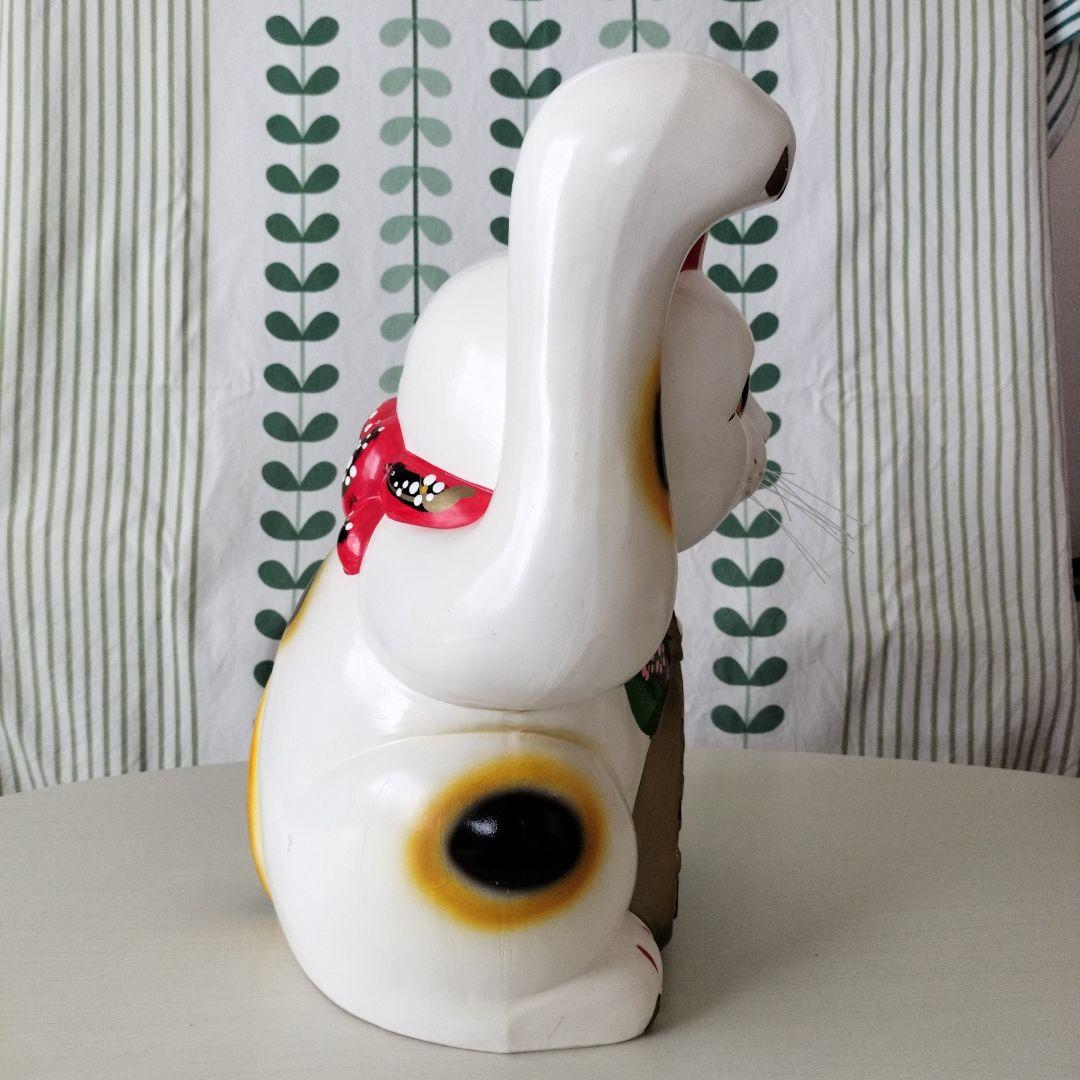 昭和レトロ　招き猫　貯金箱　顔より高い右手上げ　【41.5cm】