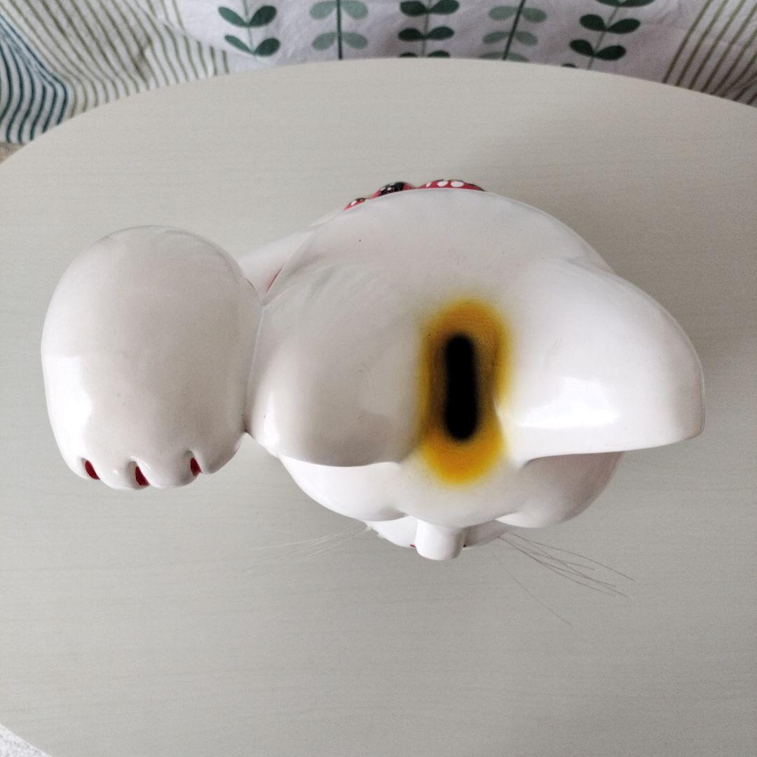 昭和レトロ　招き猫　貯金箱　顔より高い右手上げ　【41.5cm】