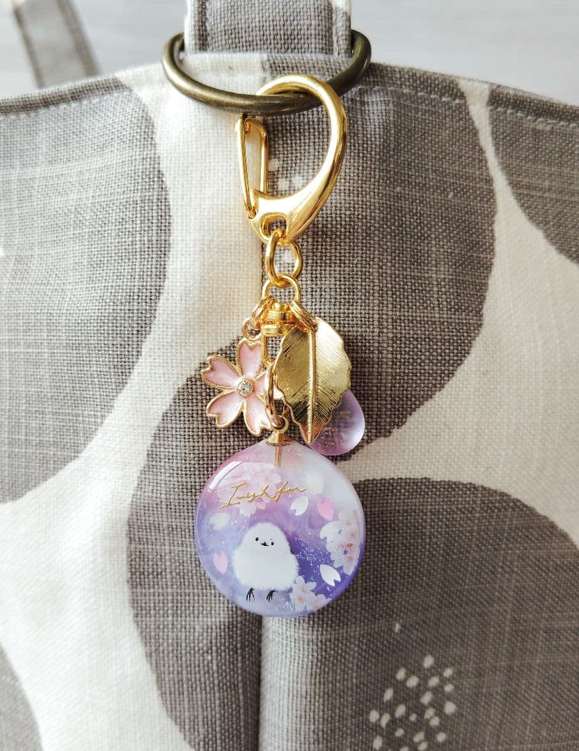 2点セット・桜日和②〉シマエナガのバッグチャーム＆ミニチャーム