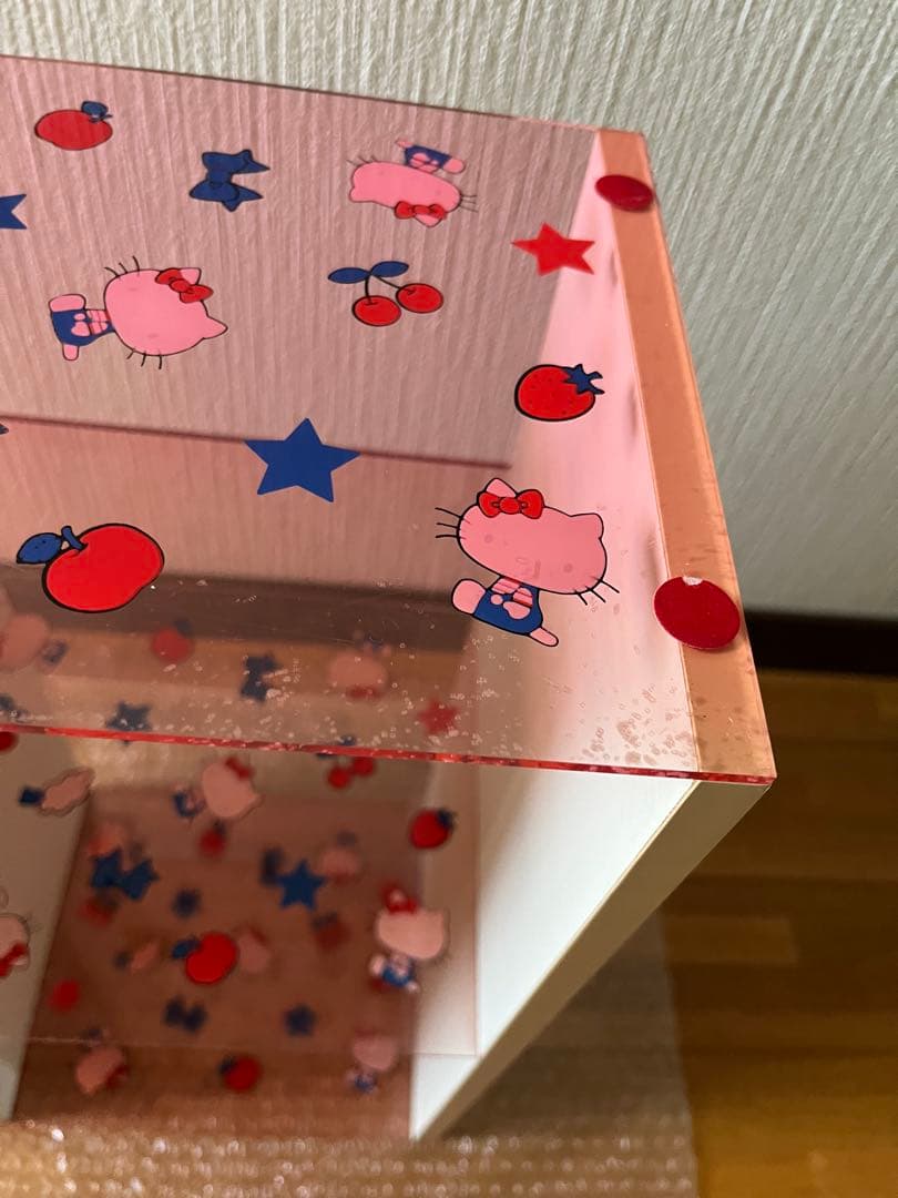 【希少・ヴィンテージ・レア】スケルトン 2段ボックス ピンク 棚（キティ）