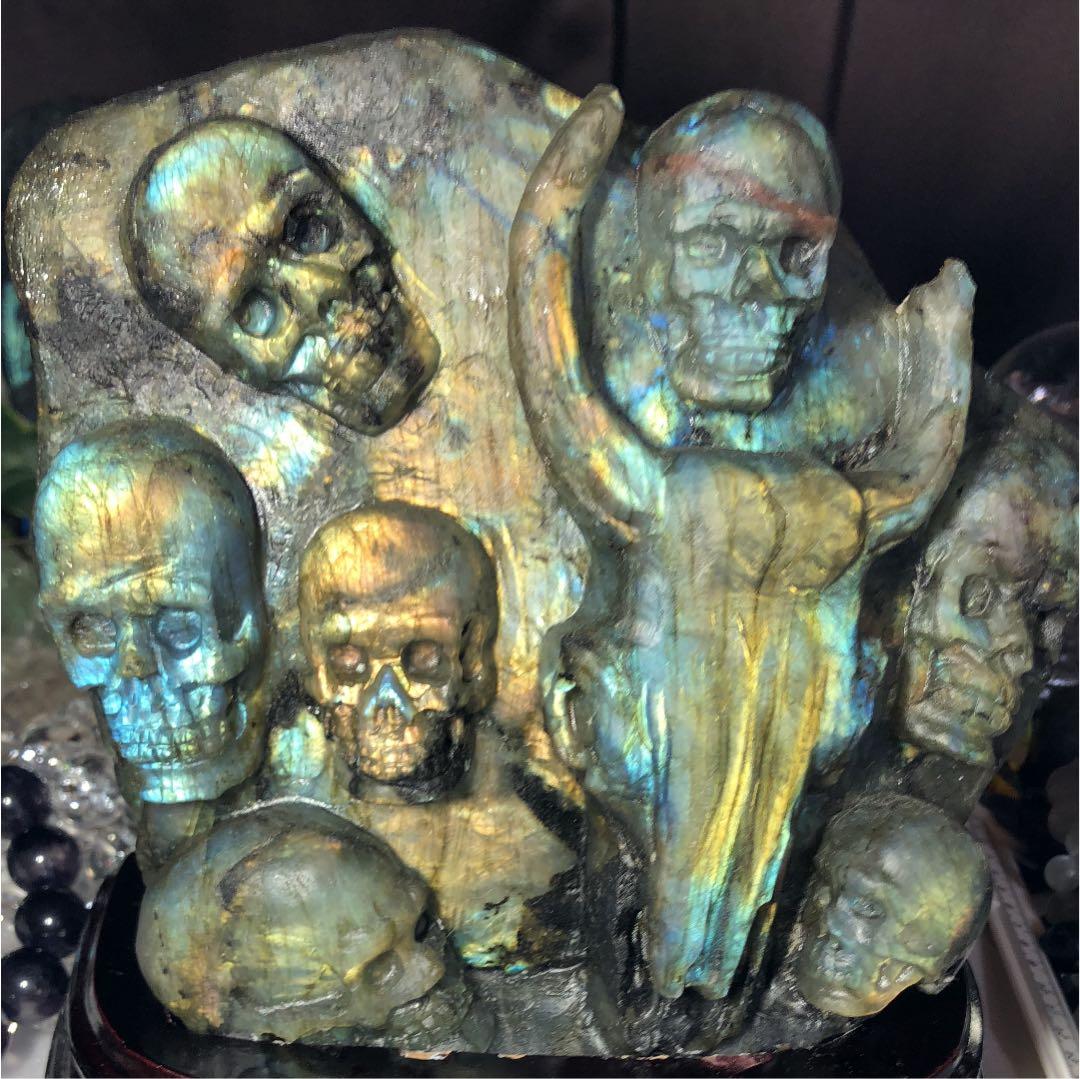 スーパーセール 大型ラブラドライト 彫刻 置物