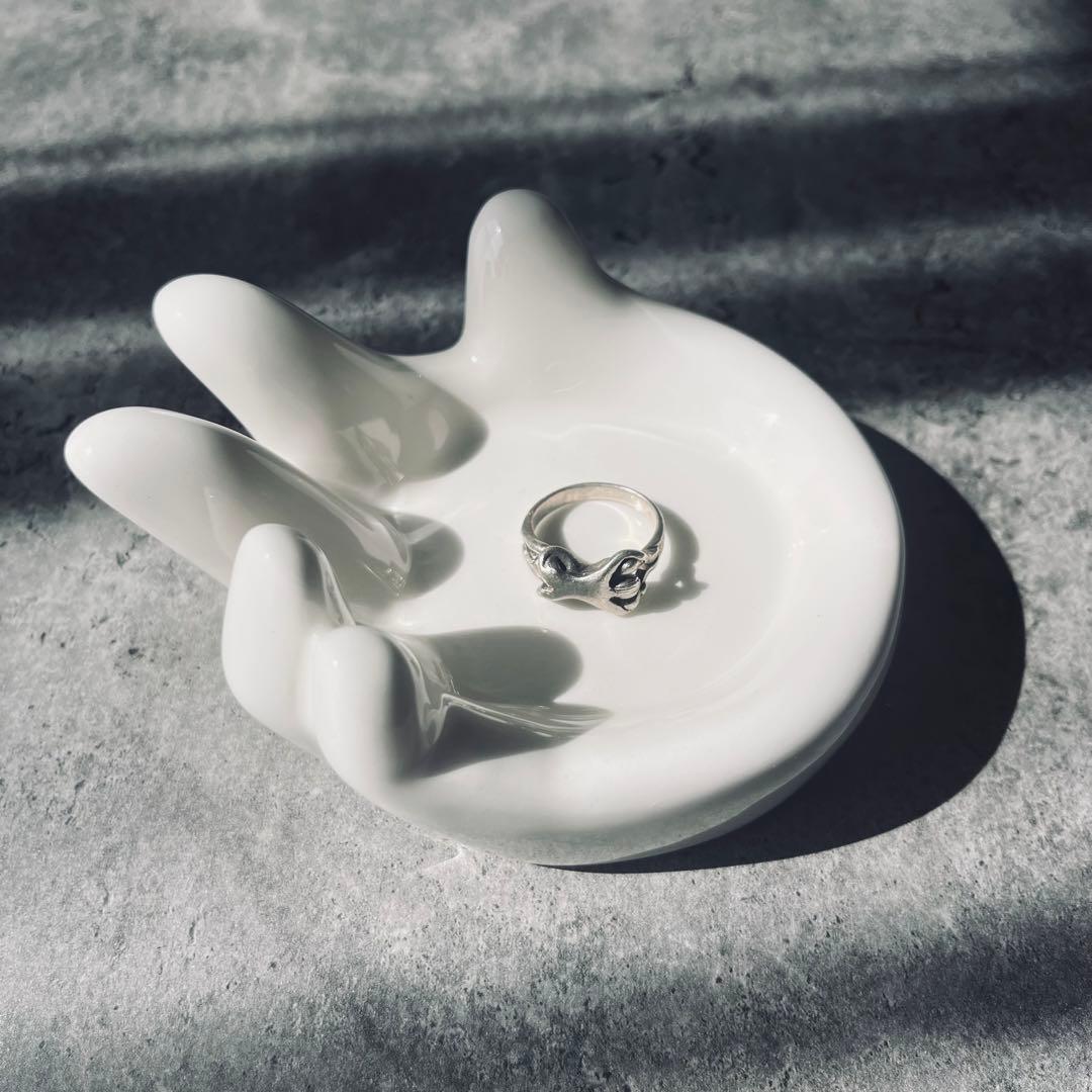 80s ミルクガラス　小物置き　ヴィンテージ　ビンテージ　ハンド　手　オブジェ