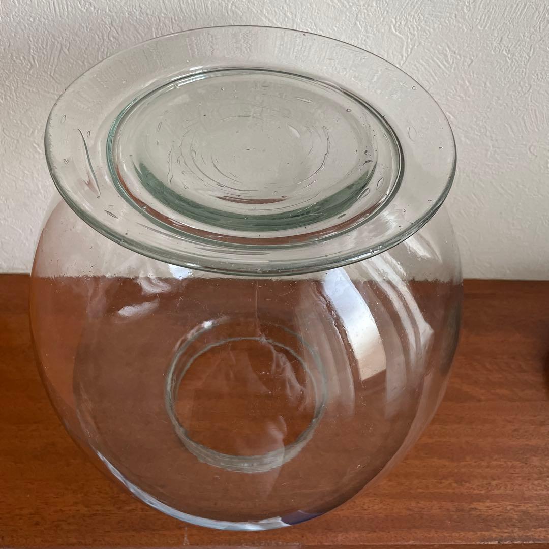 大きなガラスキャニスター 蓋付き 地球瓶 脚付き｜大きなガラス