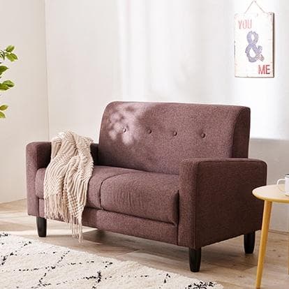 こゆき【新品フォロー割】北欧風 2人掛け コンパクトソファ ブラウン