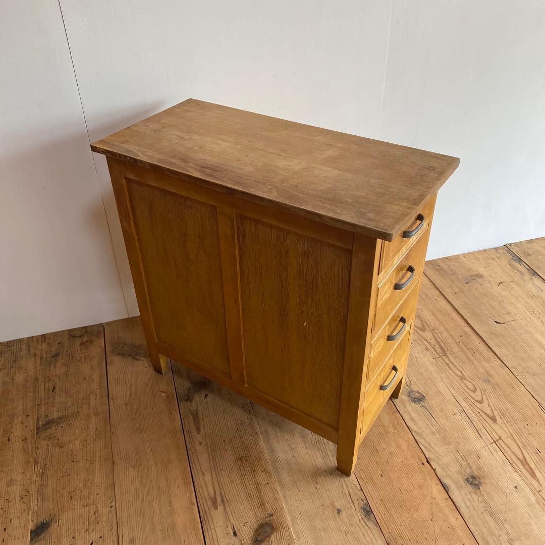 アンティーク サイドチェスト 袖机 書類棚 昭和レトロ z822