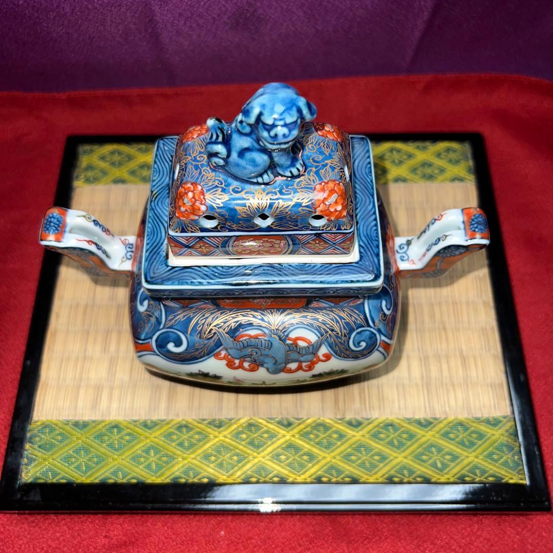 古伊万里花鳥図源右衛門　香炉最上級品　共箱窯出し値400000円