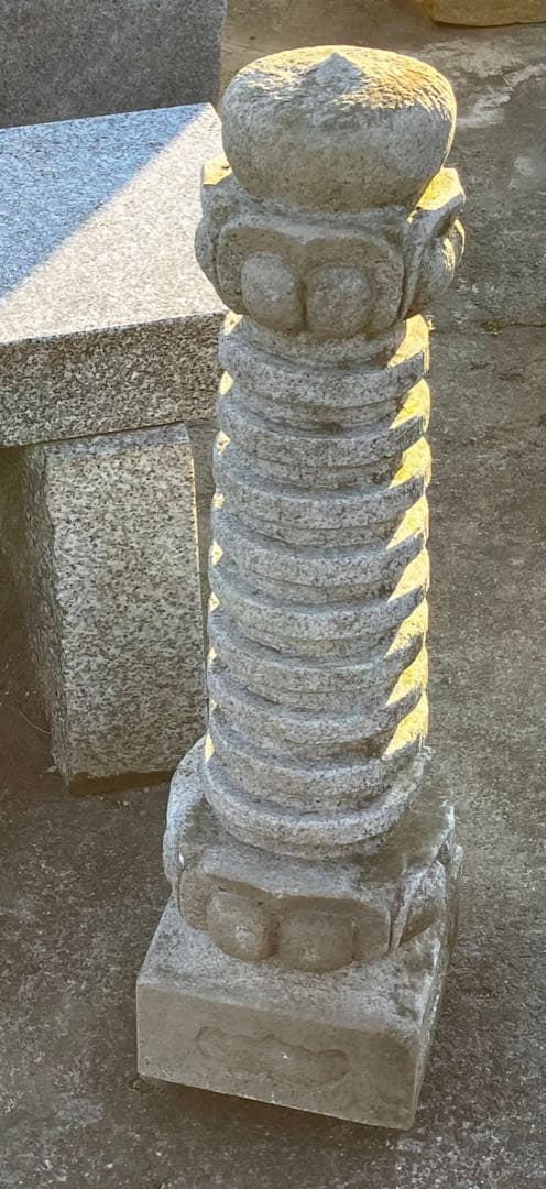 【直接引取限定】石造 十三重塔 全高約3.1m 笠13枚完備 梵字 現状渡し