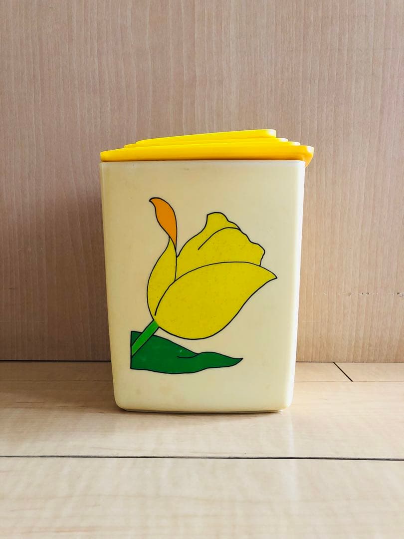 1970‘sレトロ花柄プラスチック保存容器セット 4個