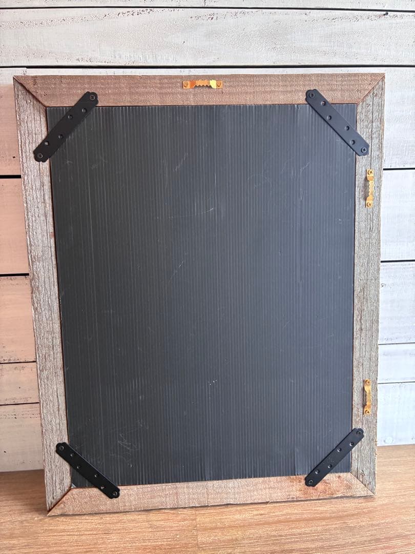 【大】海辺の塩風と太陽で天然エイジングされた無垢古木を使った壁掛けミラーNO.2