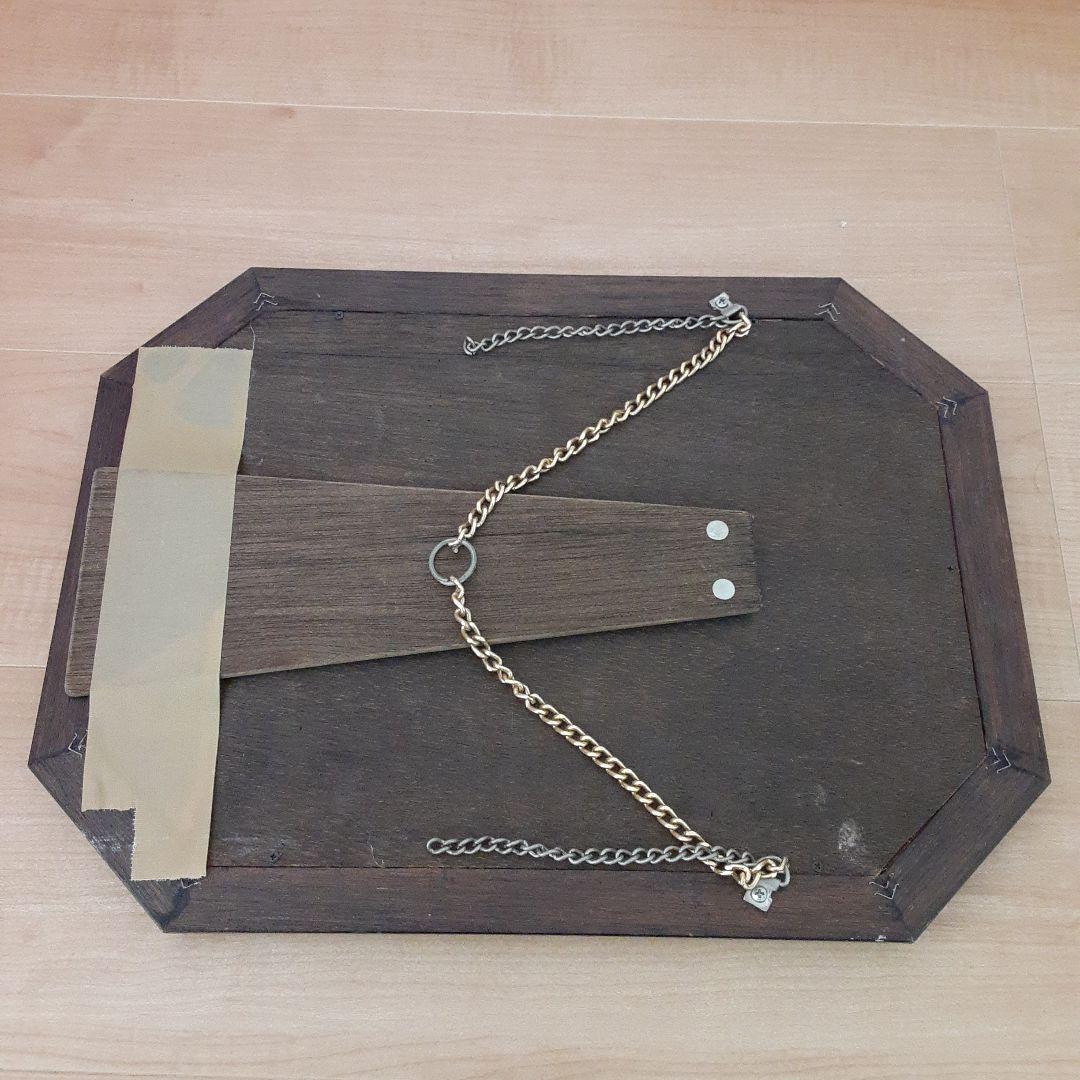 青と金の八角形壁掛け鏡　アンティーク