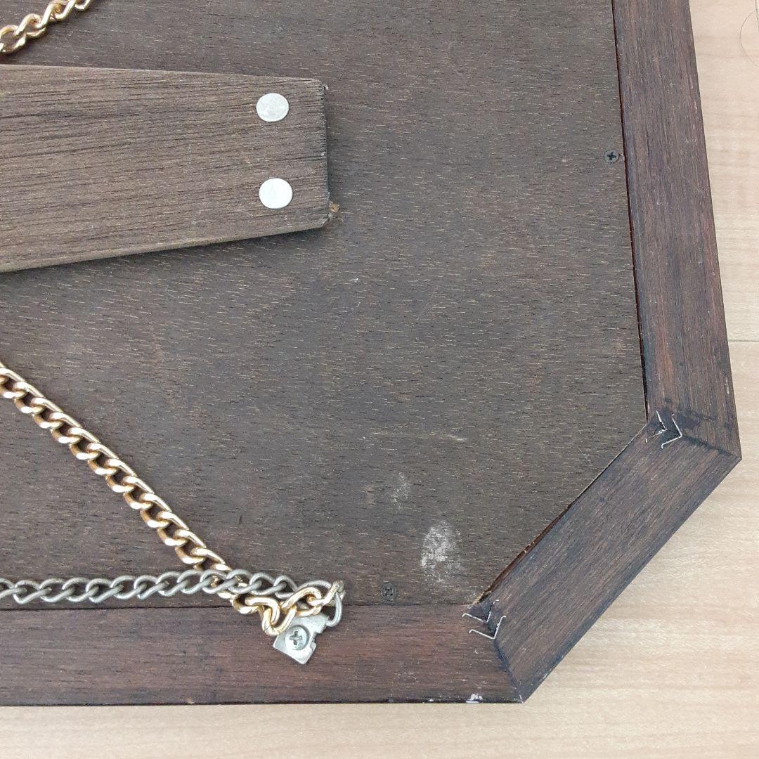 青と金の八角形壁掛け鏡　アンティーク