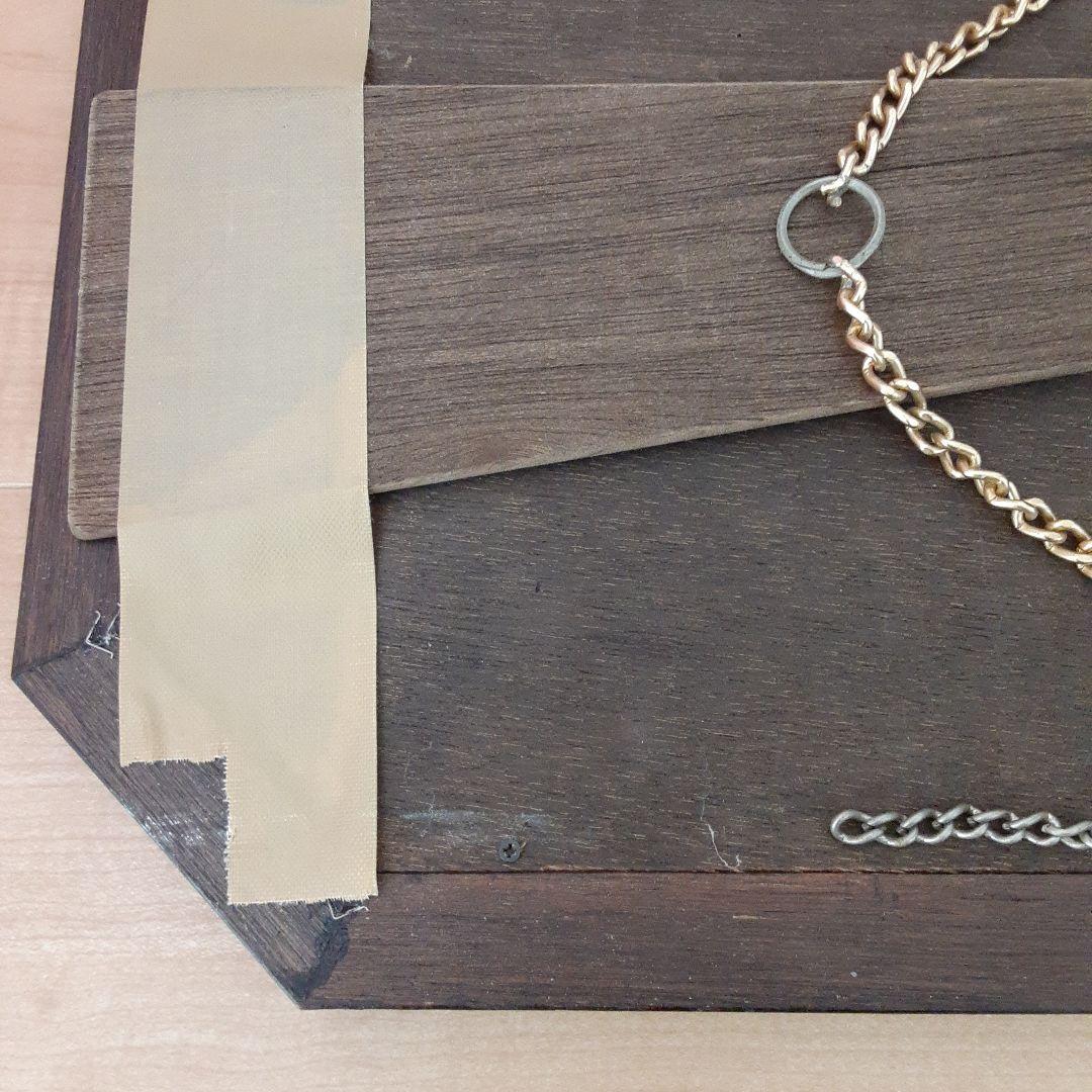 青と金の八角形壁掛け鏡　アンティーク