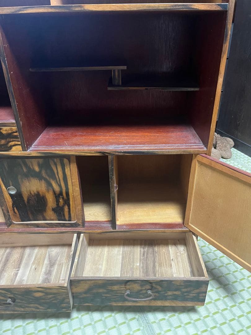 黒柿張り　茶箪笥　骨董品　超希少　欅と黒柿造り 高級　ヴィンテージ