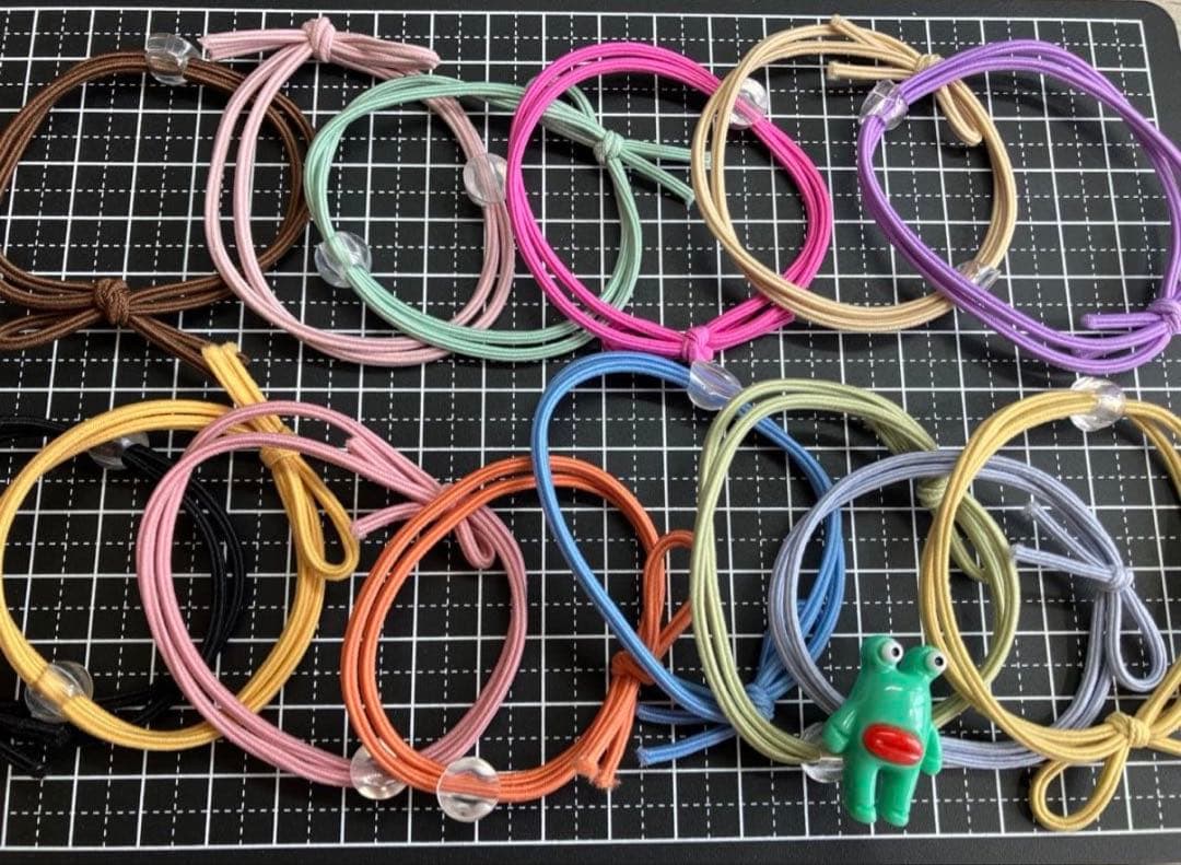 ラス1.5●554●ヘアゴム　50点 14色　土台付き