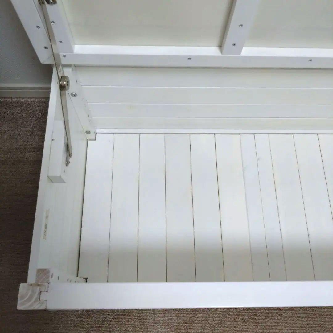 ホワイト木製収納付きベンチ