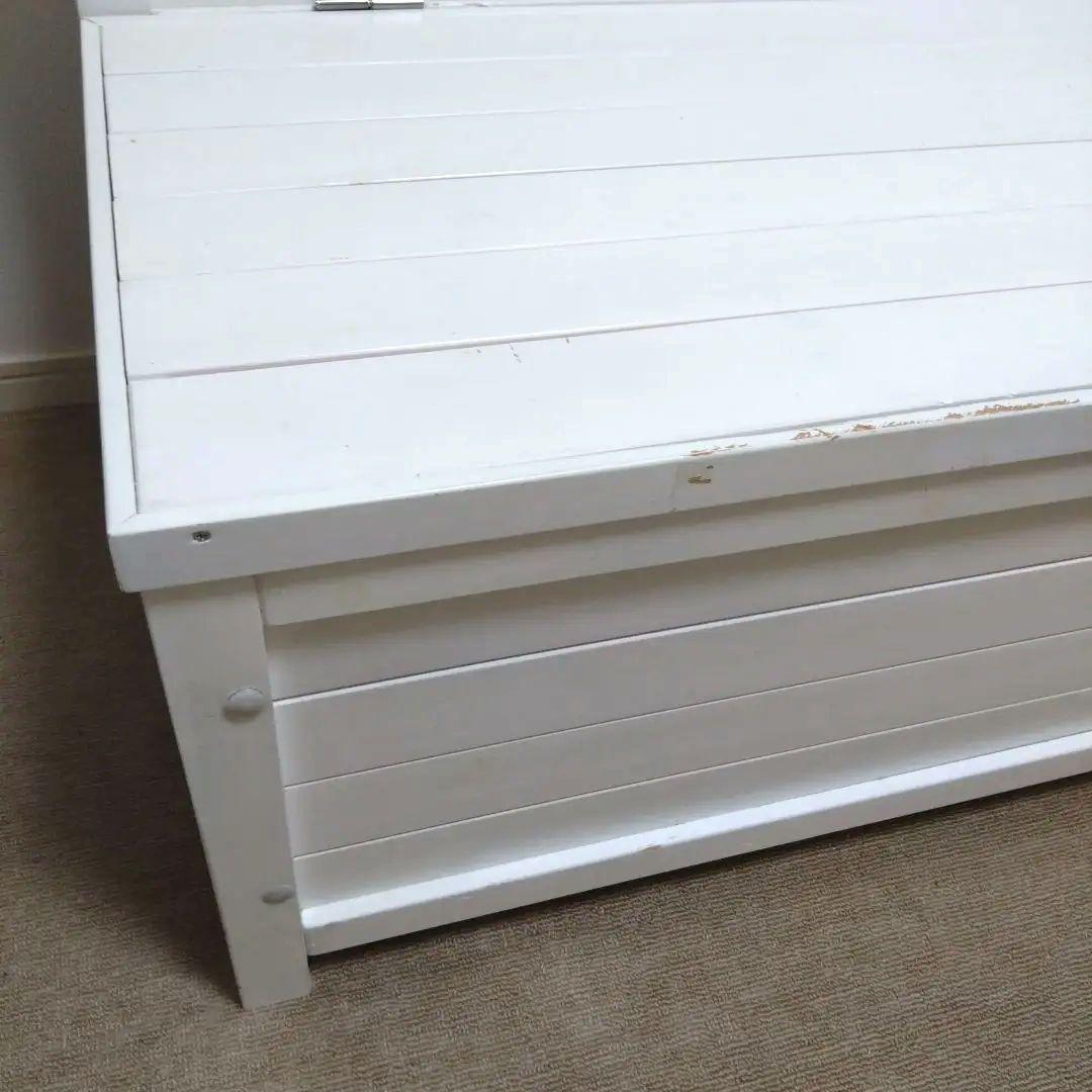 ホワイト木製収納付きベンチ