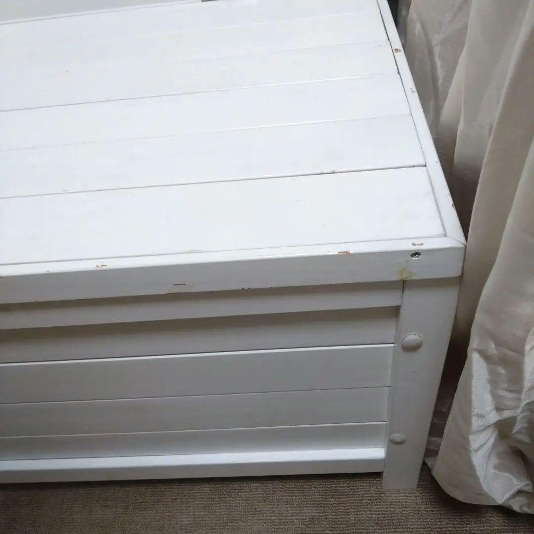 ホワイト木製収納付きベンチ