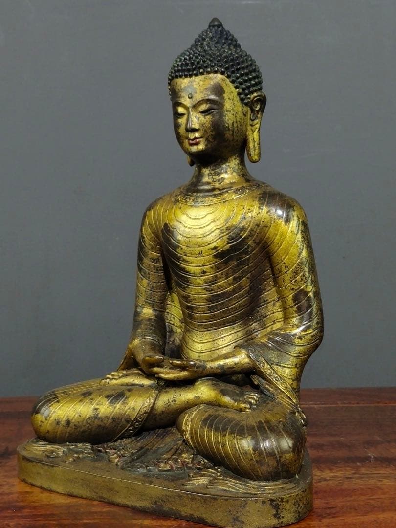 珍品 銅製鎏金仏像〈释迦牟尼仏〉高さ23cm