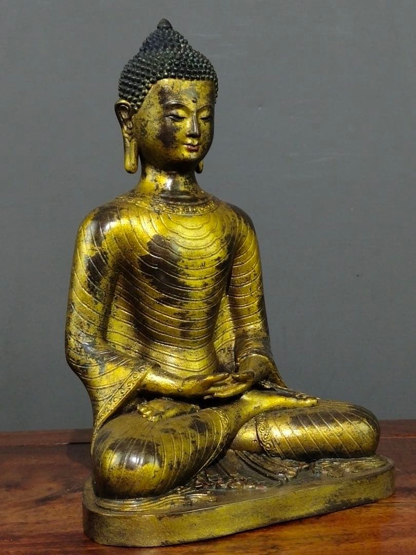 珍品 銅製鎏金仏像〈释迦牟尼仏〉高さ23cm