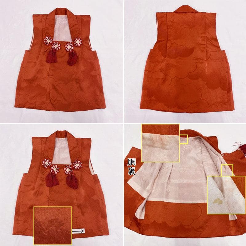 511ag28◎七五三 三歳 女の子 アンティーク着物&被布 レトロ 総柄◎