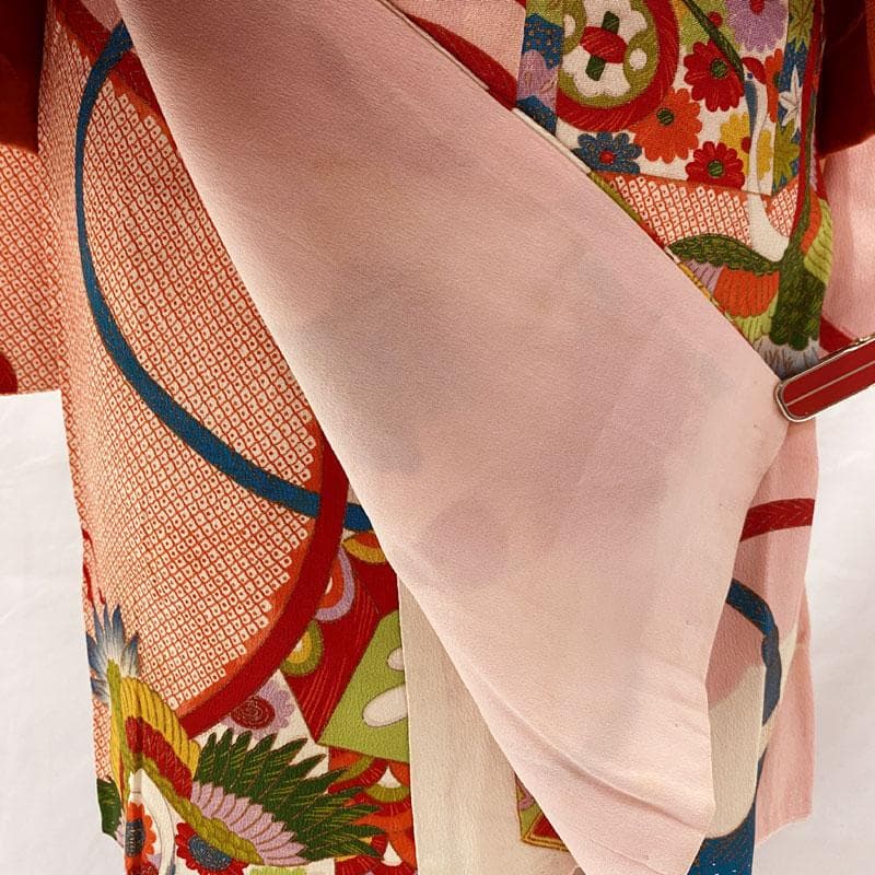 511ag28◎七五三 三歳 女の子 アンティーク着物&被布 レトロ 総柄◎