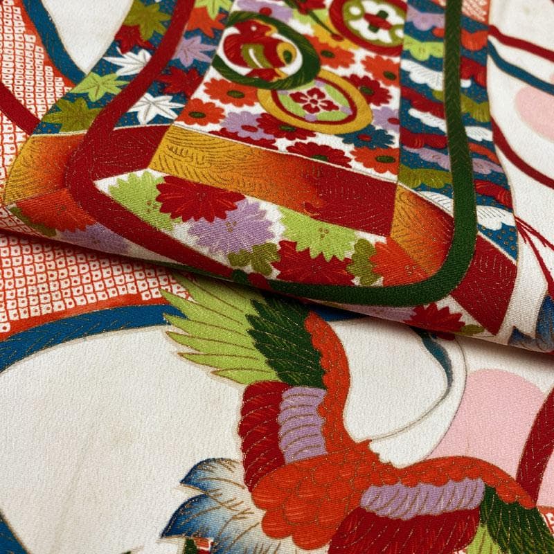 511ag28◎七五三 三歳 女の子 アンティーク着物&被布 レトロ 総柄◎