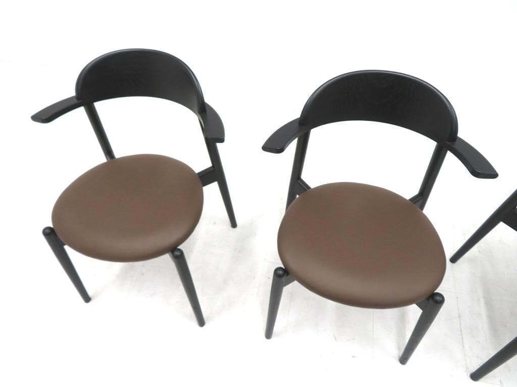 展示品 マスターウォール 本革 無垢材 ダイニングチェア 4脚セット