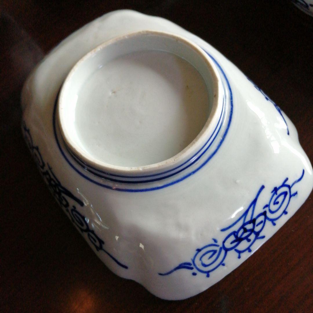 伊万里　染付隅切角皿　10枚　19cm　明治期