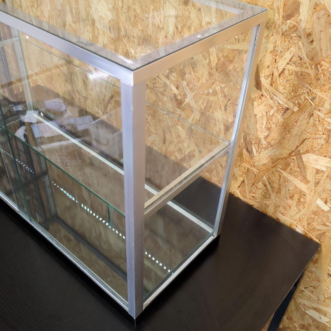 値下げ　アルミ 昭和レトロ ガラスショーケース 2段 ディスプレイ