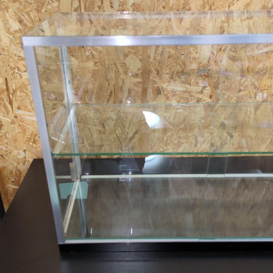 値下げ　アルミ 昭和レトロ ガラスショーケース 2段 ディスプレイ