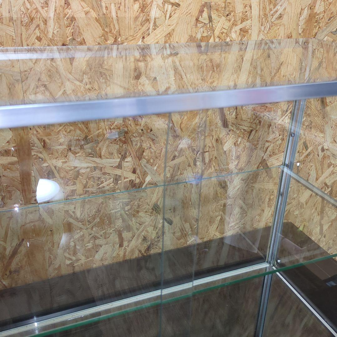 値下げ　アルミ 昭和レトロ ガラスショーケース 2段 ディスプレイ