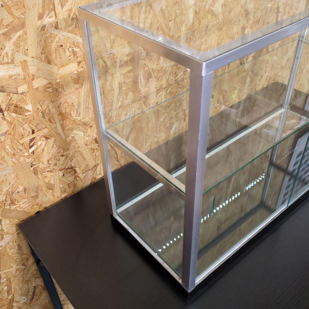 値下げ　アルミ 昭和レトロ ガラスショーケース 2段 ディスプレイ