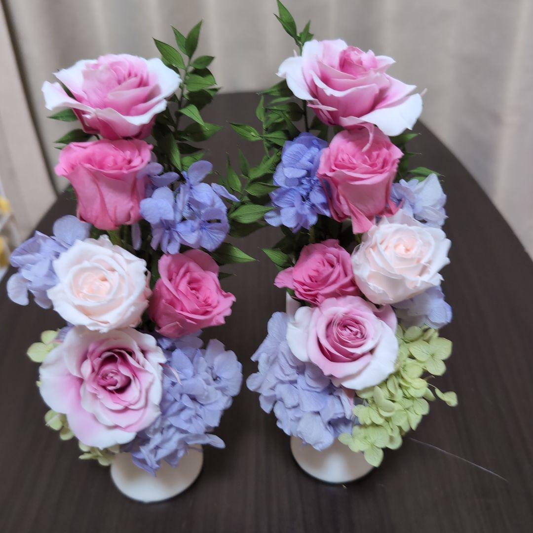 特選仏花 お供え花　　一対 造花無し　　 プリザーブドフラワー　花瓶付き