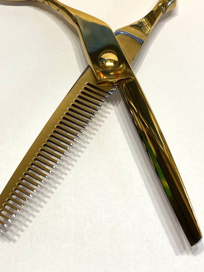 6インチ セニングシザー 板バネ ゴールド 理容 美容 鋏 シザー
