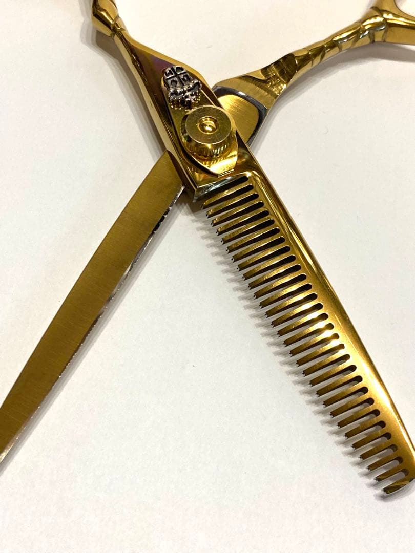 6インチ セニングシザー 板バネ ゴールド 理容 美容 鋏 シザー