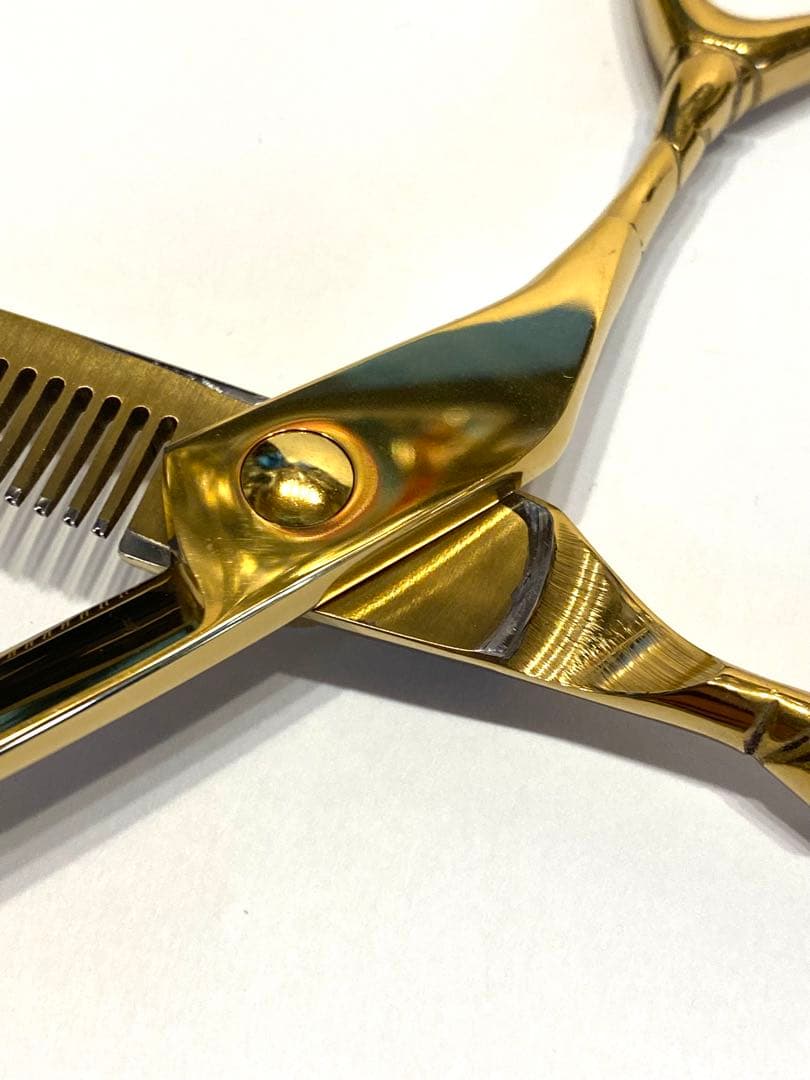 6インチ セニングシザー 板バネ ゴールド 理容 美容 鋏 シザー