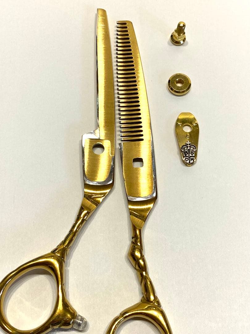 6インチ セニングシザー 板バネ ゴールド 理容 美容 鋏 シザー