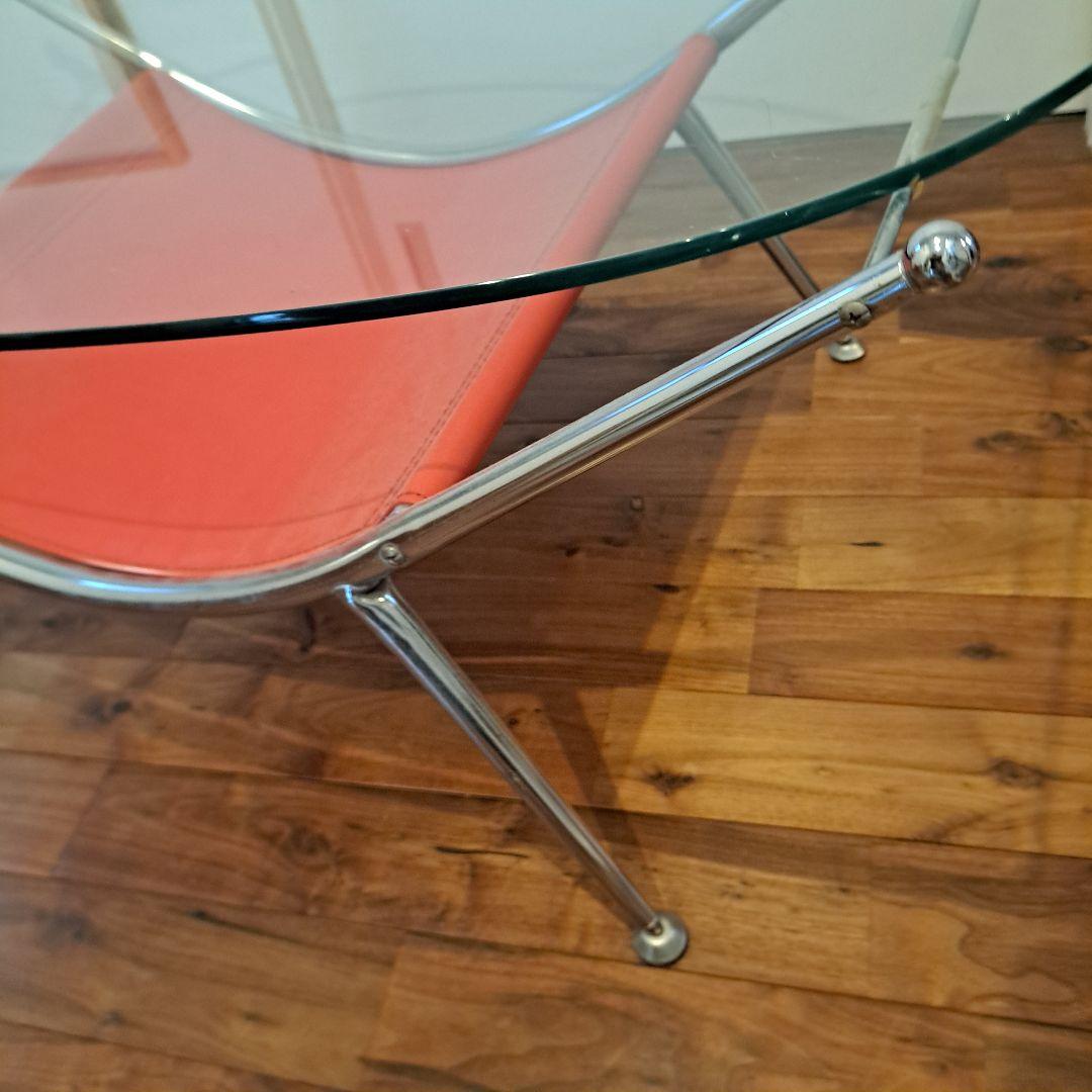 ヴィンテージ　ミッドセンチュリー ガラス センターテーブル ビンテージ メタル