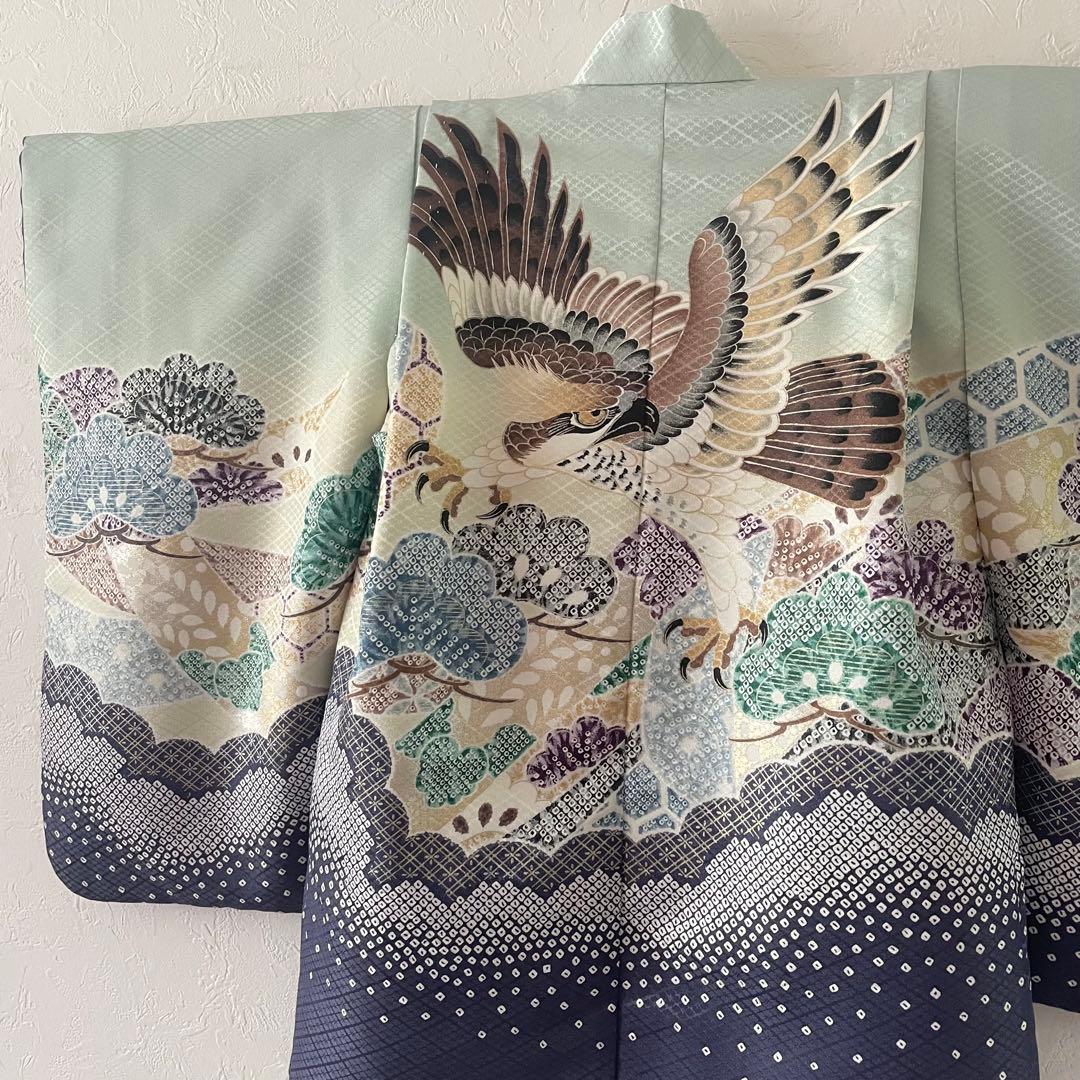 美品　七五三　5歳　羽織　袴セット　水色