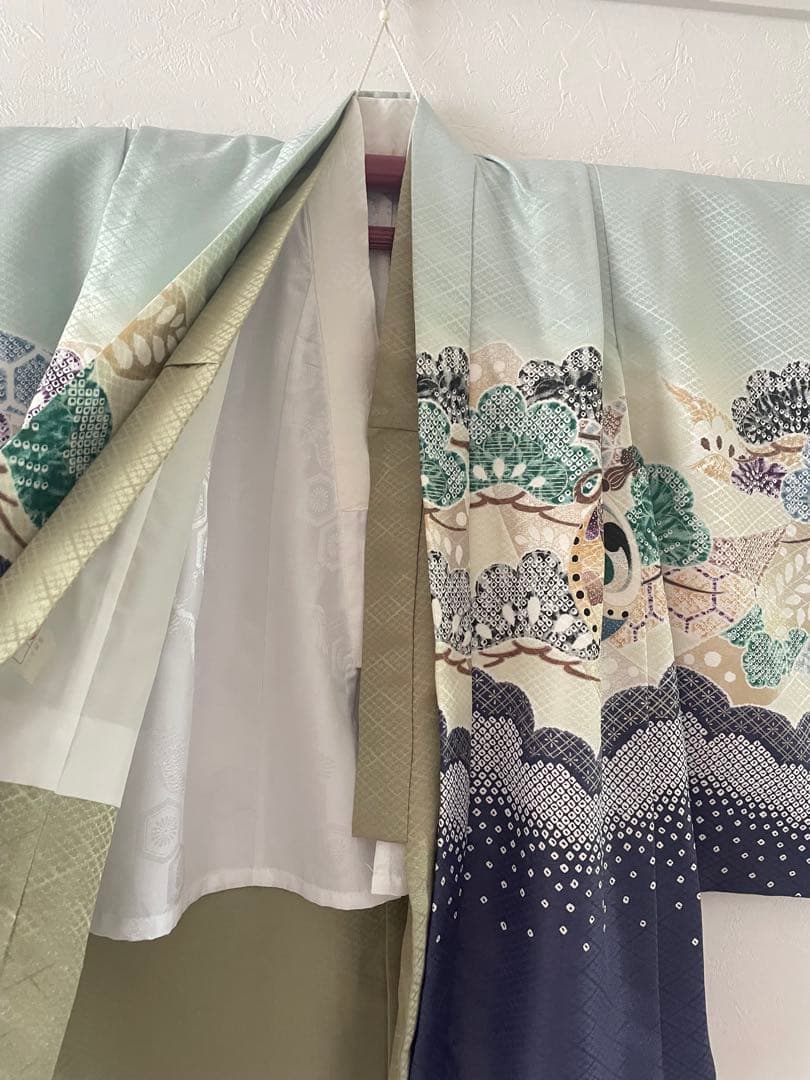 美品　七五三　5歳　羽織　袴セット　水色