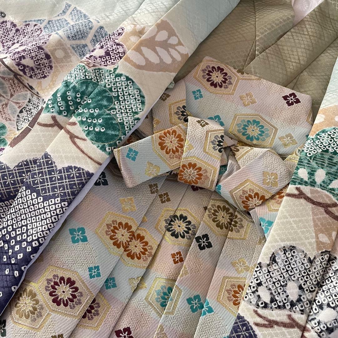 美品　七五三　5歳　羽織　袴セット　水色