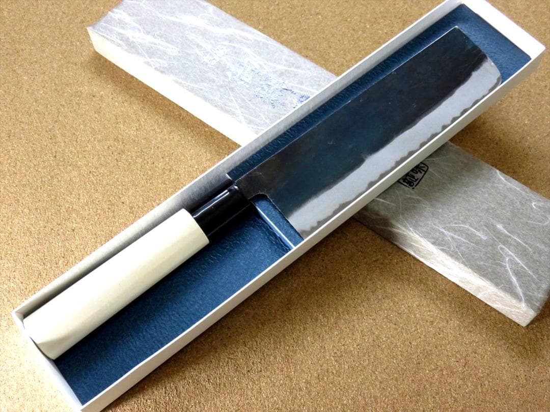 関の刃物 菜切包丁 165mm 無印 白鋼 2号 三枚合 黒打 薄刃包丁 野菜切