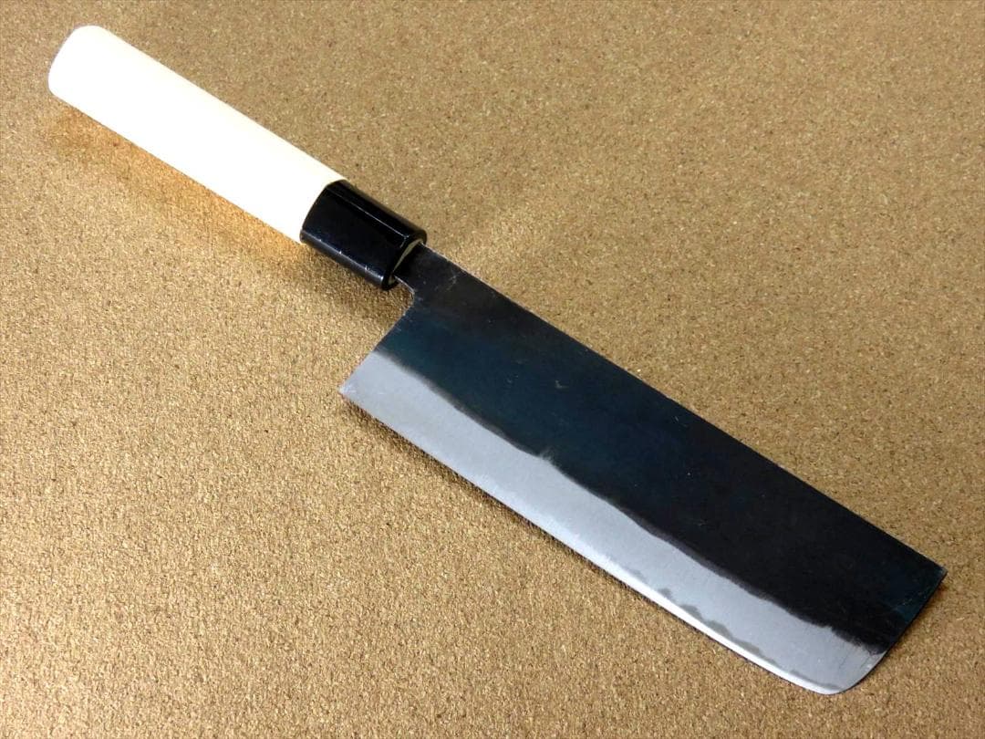 関の刃物 菜切包丁 165mm 無印 白鋼 2号 三枚合 黒打 薄刃包丁 野菜切